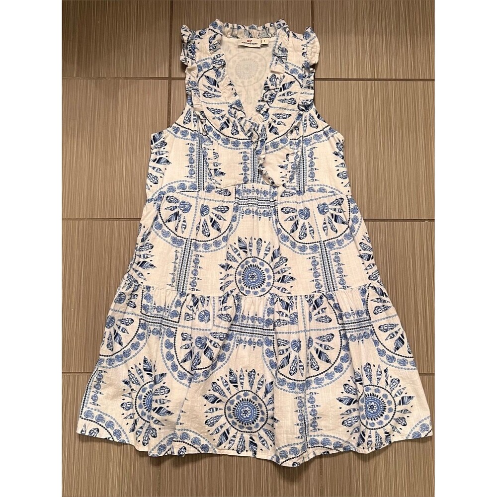 Vineyard Vines Ocean Breeze Scarf Print Beach Dress Seashell Treasure